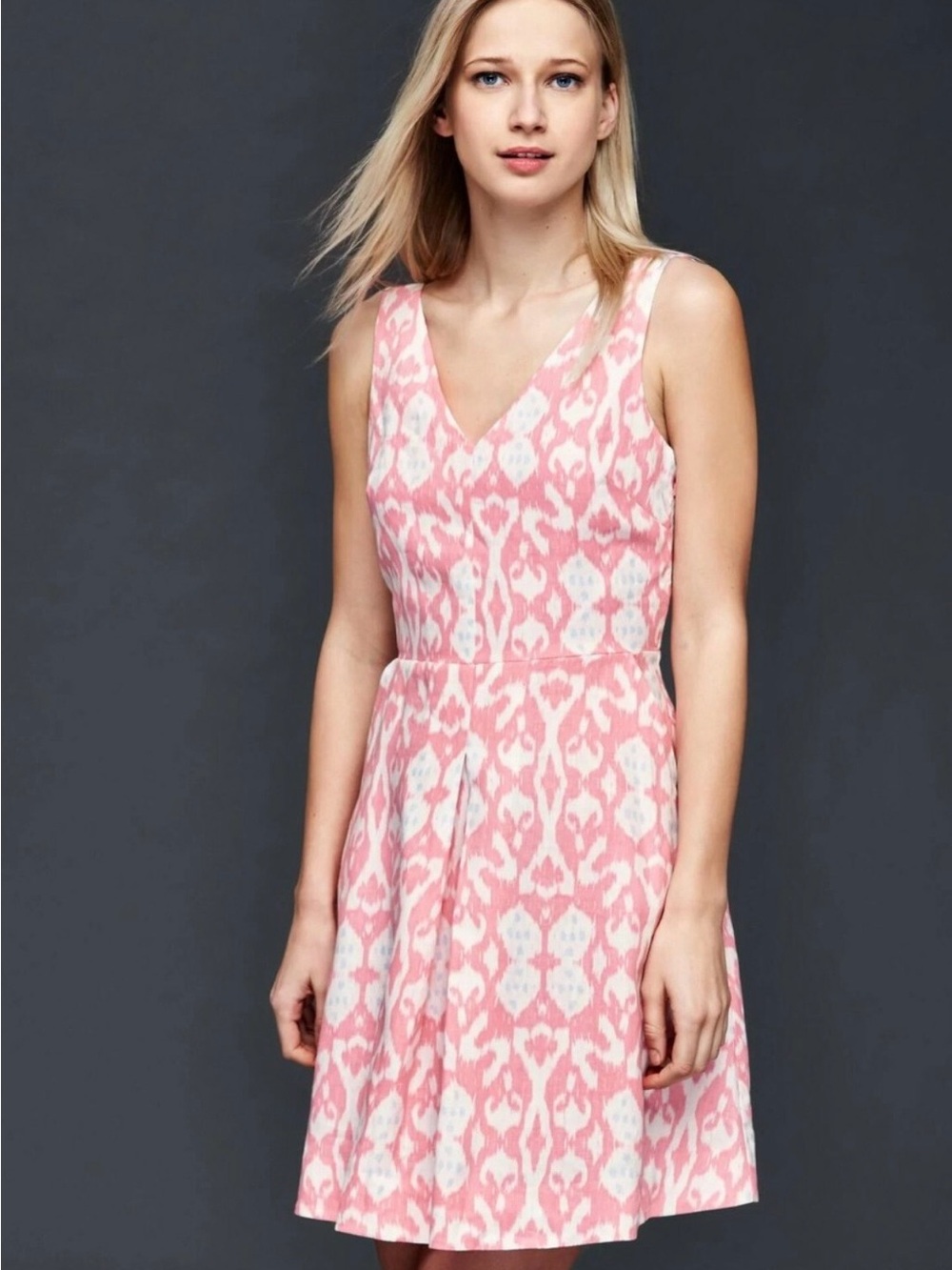 GAP Linen Pink and White Printed Short Summer Sun Dress Size 14